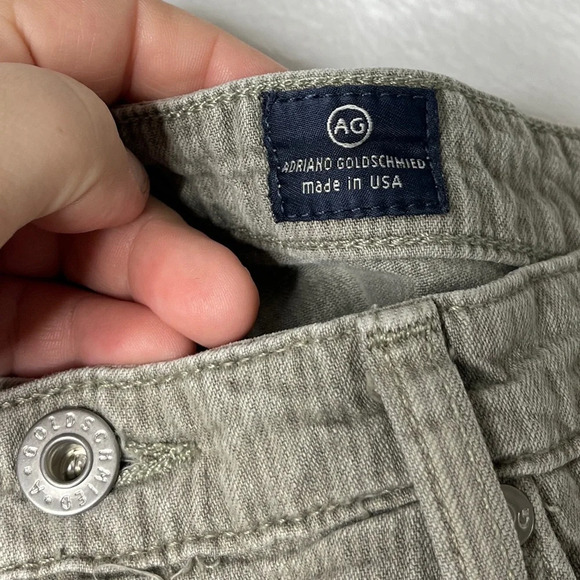 Adriano Goldschmeid AG Sz 27R Stilt Cigarette Roll Up Stripe Khaki Low Rise Crop - Picture 6 of 13